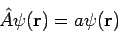 \begin{displaymath}
\hat{A} \psi({\bf r}) = a \psi({\bf r})
\end{displaymath}