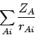 \begin{displaymath}
\sum_{Ai} \frac{Z_A}{r_{Ai}}
\end{displaymath}